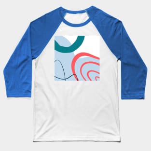 Urban Blue Red Circling Side Abstract Art Baseball T-Shirt